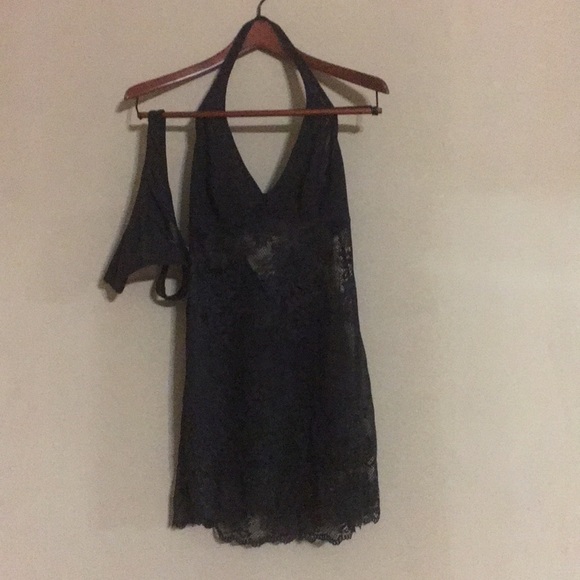 🖤VICTORIA’S SECRET💖BLACK LACE HALTER CHEMISE/THONG - Picture 3 of 8